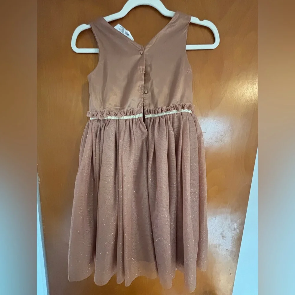 H&M Shimmering Champagne Brown Kids Dress with Star Charm